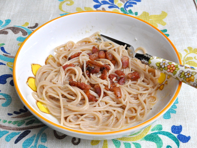 Spaghetti senza glutine integrali alla carbonara