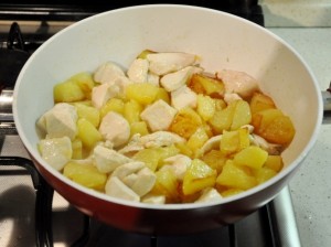 Pollo e patate in padella