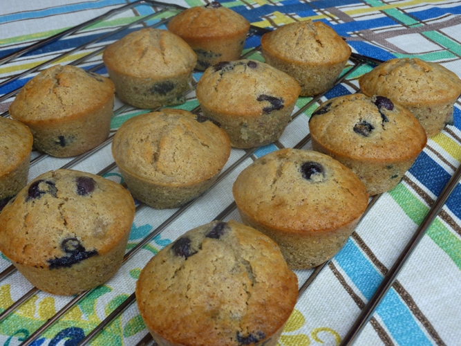 Muffins integrali banana e mirtilli senza glutine