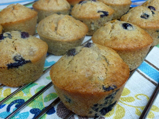 Muffins integrali banana e mirtilli senza glutine