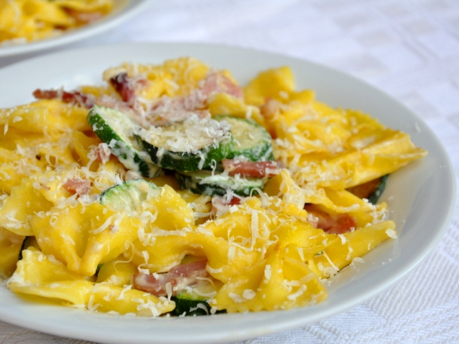 Pasta zucchine e speck senza glutine