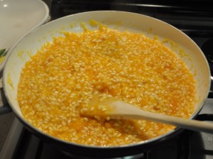 Cottura del risotto alla zucca